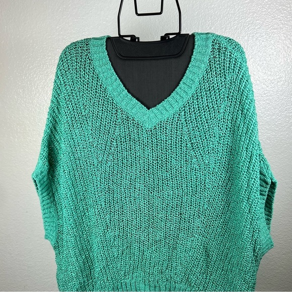 Tommy Bahama Women’s Green V-Neck Top Chunky Knit Size L - Picture 2 of 9